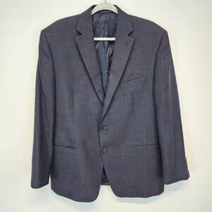 Vtg Lauren Ralph Lauren Wool Blazer Mens 44R Blue Houndstooth Tweed Grandpa Dad